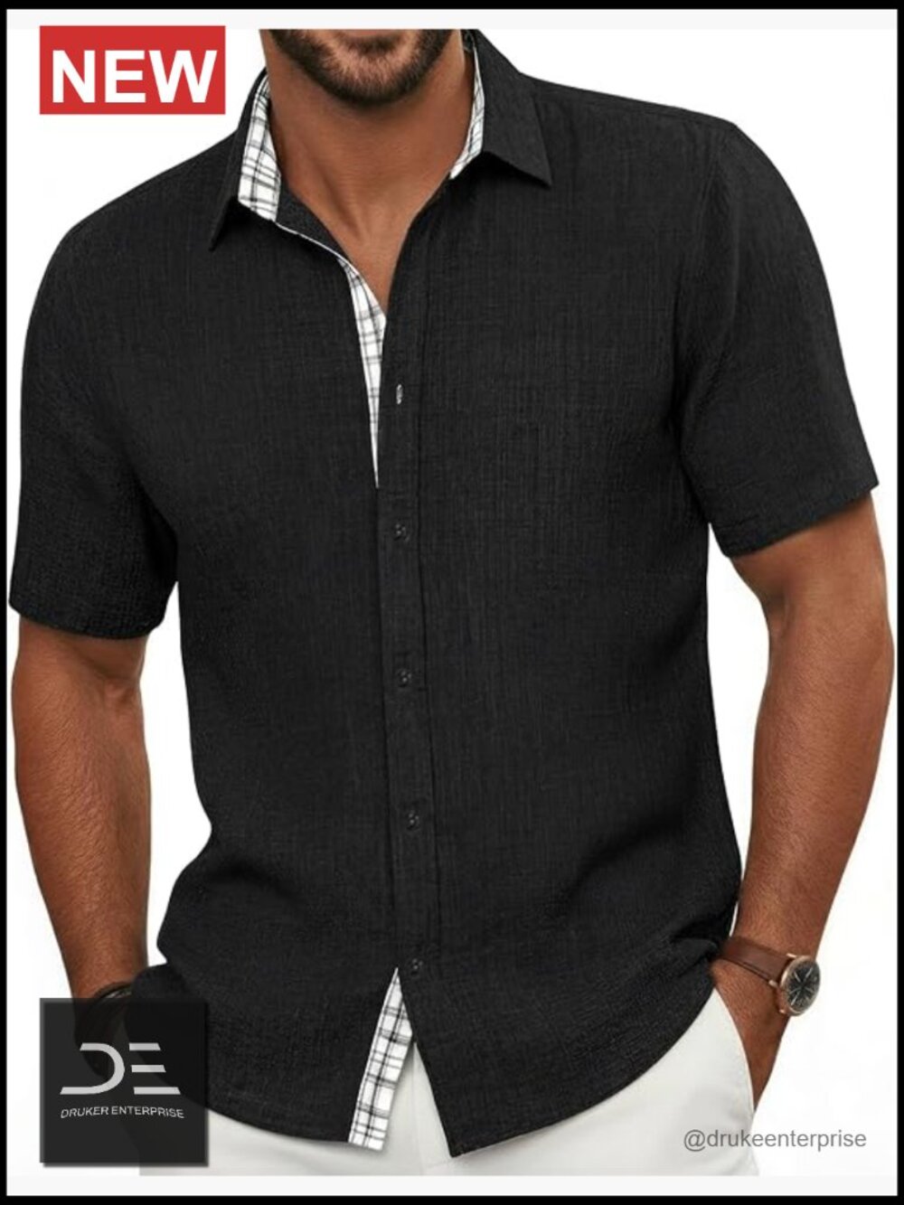 Men's Short Sleeve Button Down Shirt Moisture Wicking Quick Dry Stretch